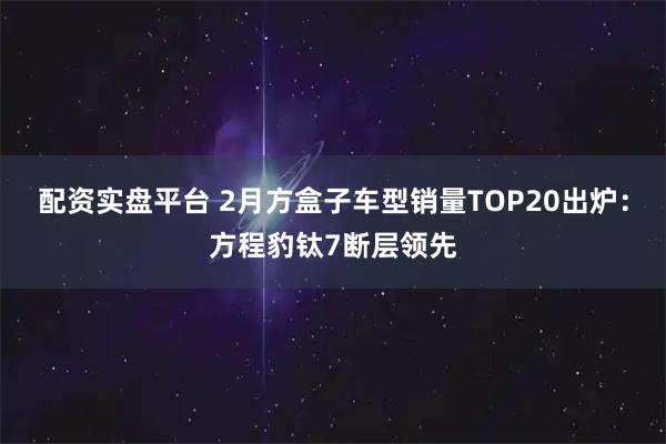 配资实盘平台 2月方盒子车型销量TOP20出炉：方程豹钛7断层领先
